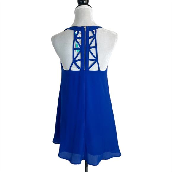 NWT GB Gianni Bini Blue Sleeveless Mini Dress With Strappy Back Size XS - Picture 2 of 8